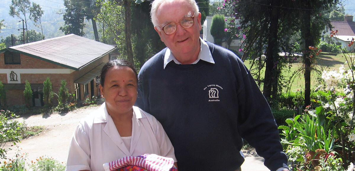 Long-time supporter, Tom, delivering hand-knitted items from Australia to a village in Nepal, 2008.